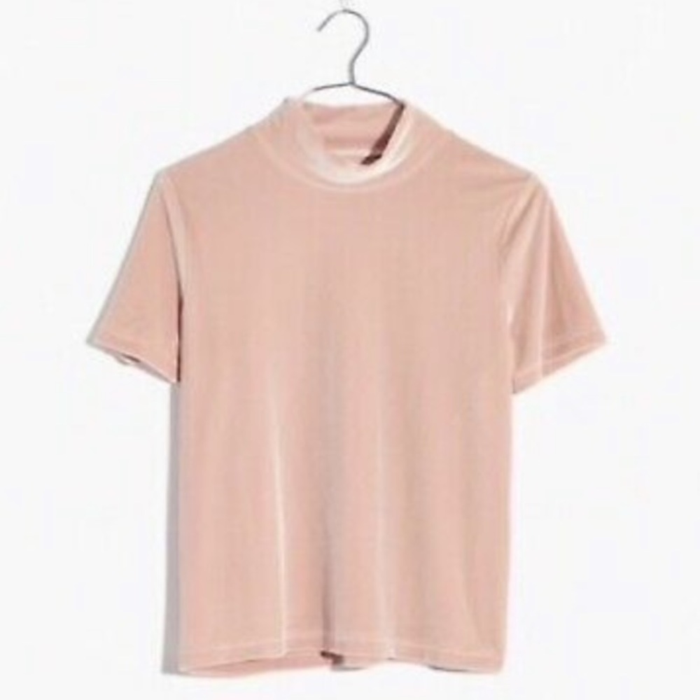 Madewell Blush Velvet Mockneck Tee